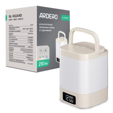 Аккумуляторный светильник-ночник Ardero NL-S02ARD 2,4Вт 3000-6000K с часами белый/бежевый