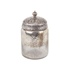 Стеклянная декоративная банка с металлической крышкой 17x10см серая