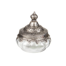 Стекляннаяя декоративная банка с металлической крышкой 9x9см