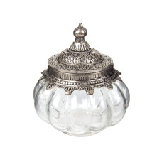Стекляннаяя декоративная банка с металлической крышкой 14x14см