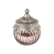 Стеклянная декоративная банка с металлической крышкой 14,5x10см розовая