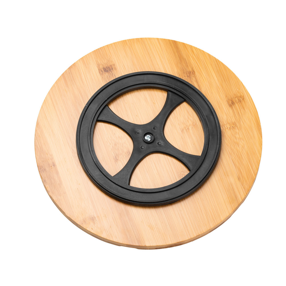 Зображення Тарелка для пиццы 28 см фарфоровая с бамбуковой вращающейся подставкой, секционная черная HP1247 ИМ Light-Deco 7 