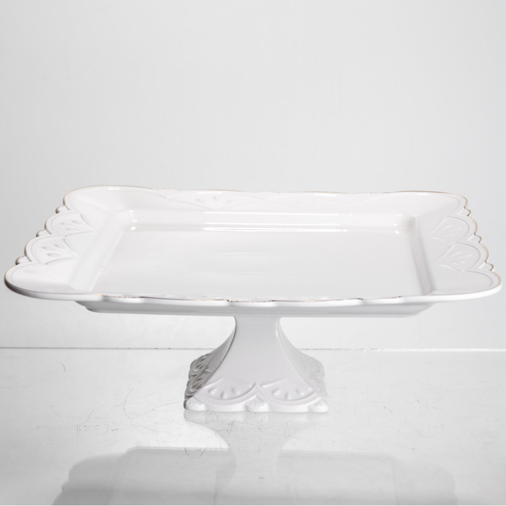 Изображение Блюдо на ножке квадратное фарфоровое Pearl 30,5*30,5 см Yiwu 120-YH-HG039 ИМ Light-Deco 