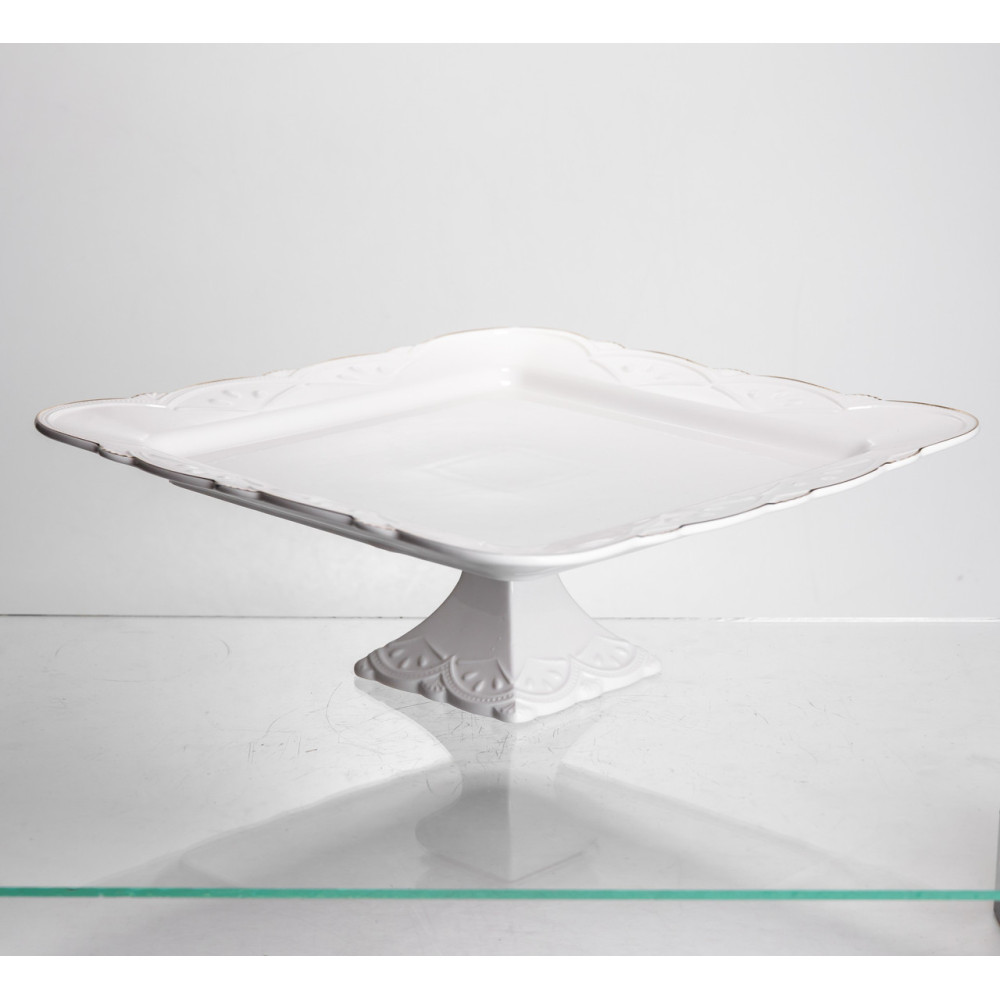 Изображение Блюдо на ножке квадратное фарфоровое Pearl 30,5*30,5 см Yiwu 120-YH-HG039 ИМ Light-Deco 2 