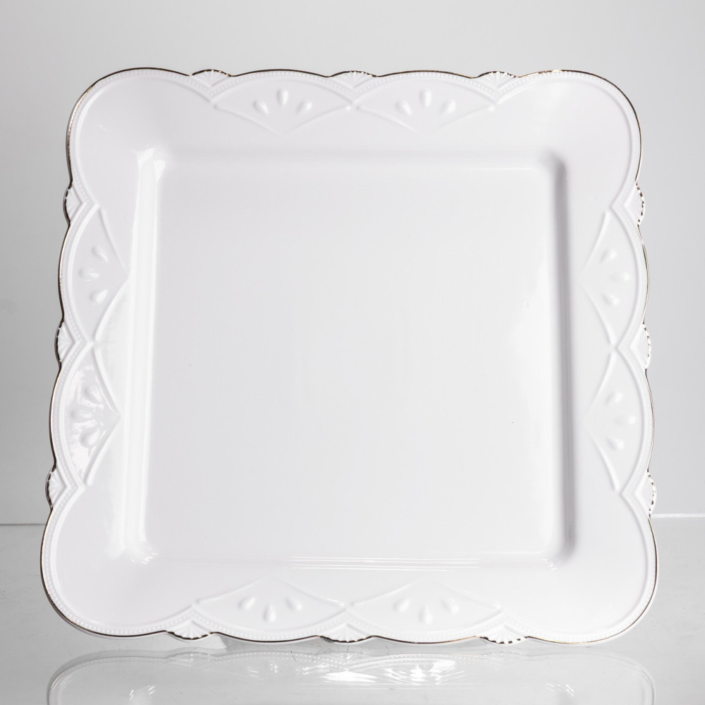 Изображение Блюдо на ножке квадратное фарфоровое Pearl 30,5*30,5 см Yiwu 120-YH-HG039 ИМ Light-Deco 3 