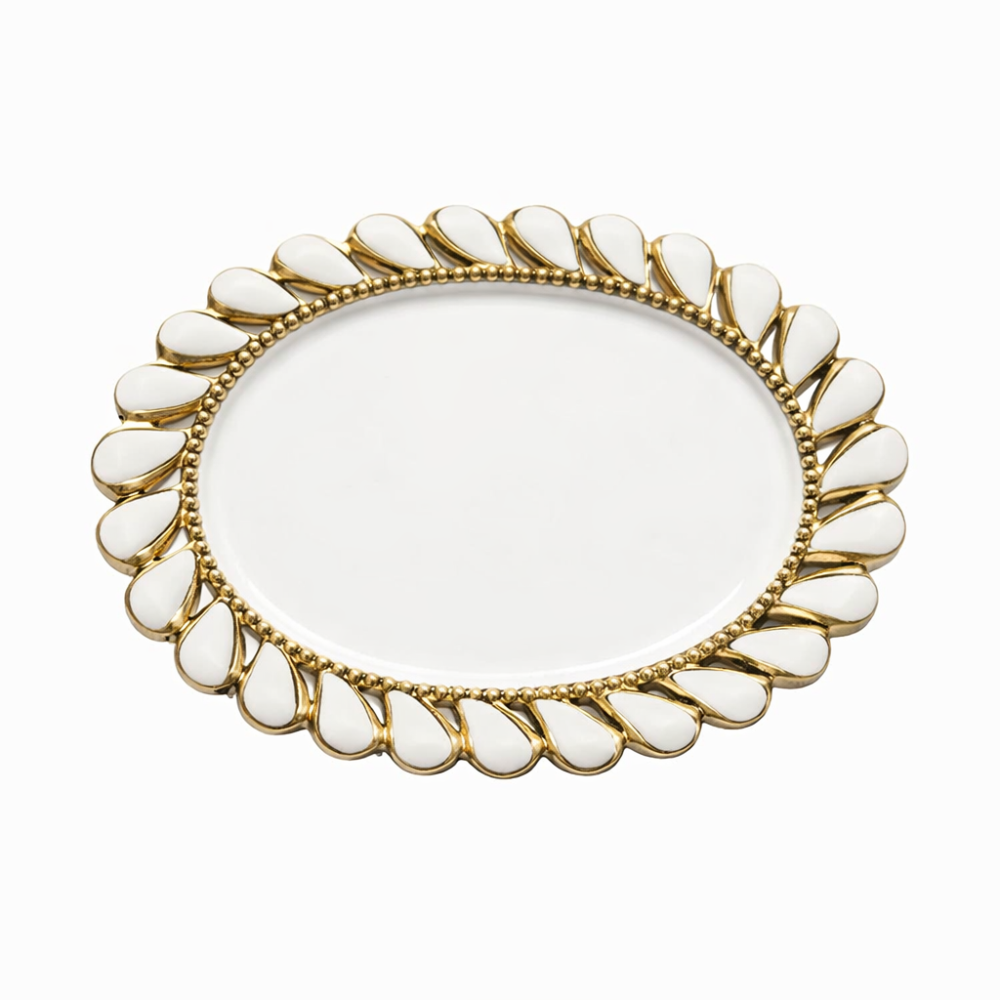 Зображення Фарфоровое блюдо Tiffany овальное сервировочное 41х27 см ML2028 ИМ Light-Deco 