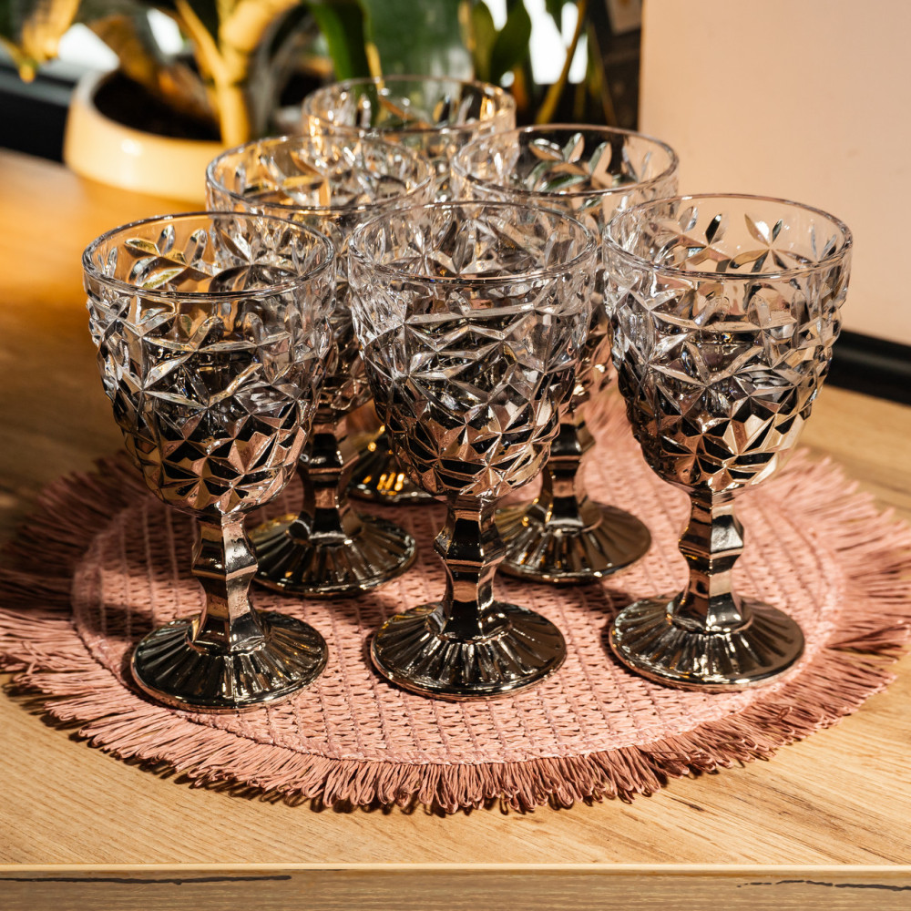 Зображення Набор бокалов для вина 6 штук 240 мл винные бокалы на ножке стеклянные фужеры для вина подарочные Серый HP-19-182 ИМ Light-Deco 2 