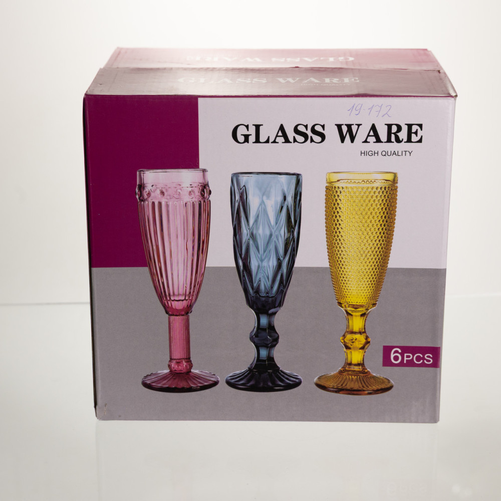 Зображення Набор бокалов для шампанского 6 штук 160 мл подарочные бокалы для шампанского на ножке фужеры для игристых вин HP-19-172 ИМ Light-Deco 3 