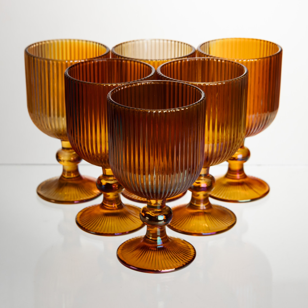 Зображення Набор бокалов для вина 6 штук 240 мл на ножке стеклянные Янтарный Yiwu HP-19-209 ИМ Light-Deco 