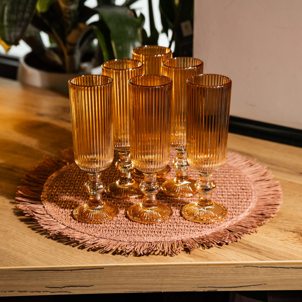 Зображення Набор бокалов для шампанского 6 штук 160 мл на ножке Янтарный Yiwu HP-19-211 ИМ Light-Deco 2 