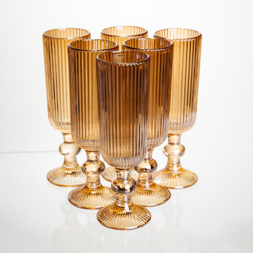 Зображення Набор бокалов для шампанского 6 штук 160 мл на ножке Коричневый Yiwu HP-19-200 ИМ Light-Deco 