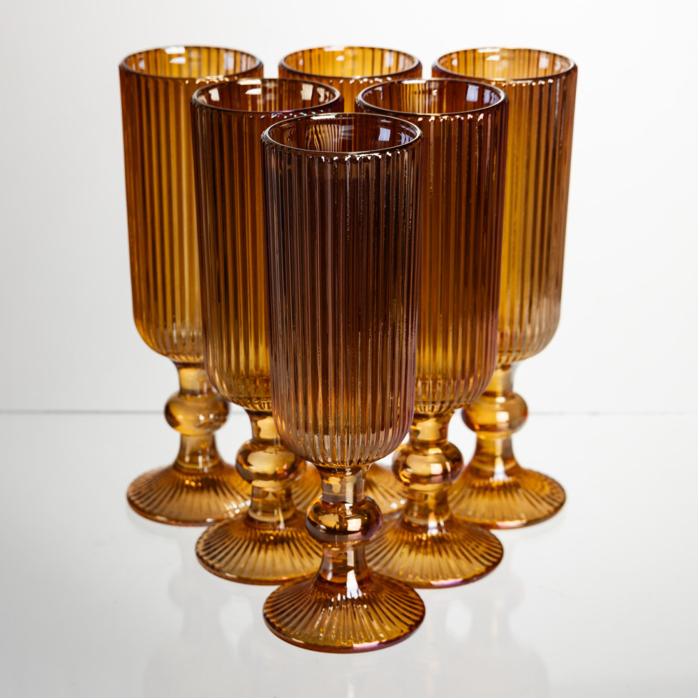 Зображення Набор бокалов для шампанского 6 штук 160 мл на ножке Янтарный Yiwu HP-19-211 ИМ Light-Deco 