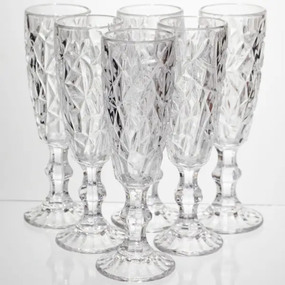 Зображення Набор бокалов для шампанского 6 штук 160 мл подарочные бокалы для шампанского на ножке фужеры для игристых вин HP-19-164 ИМ Light-Deco 