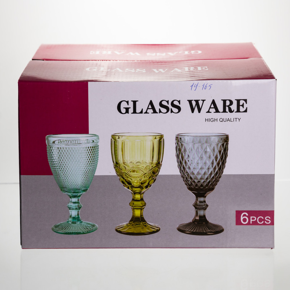 Зображення Набор бокалов для вина 6 штук 340 мл винные бокалы на ножке стеклянные фужеры для вина подарочные HP-19-165 ИМ Light-Deco 2 