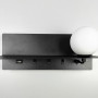 Зображення Видовжене чорне бра з плафоном, поличкою та USB 30х13 см ИМ Light-Deco 3 