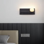 Зображення Видовжене чорне бра з плафоном, поличкою та USB 30х13 см ИМ Light-Deco 7 