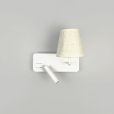 Бра LNF-17549/2 R WT праве з абажуром та спотом на 2 вимикачі біле