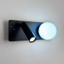 Изображение Чорне бра на 2 вимикачі із білим плафоном та спотом ИМ Light-Deco 7 
