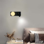 Изображение Чорне бра на 2 вимикачі із білим плафоном та спотом ИМ Light-Deco 8 