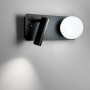 Изображение Чорне бра на 2 вимикачі із білим плафоном та спотом ИМ Light-Deco 2 
