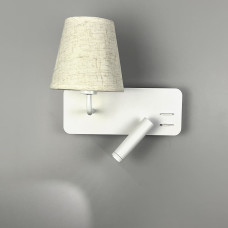 Бра LNF-17549/2 L WT ліве з абажуром та спотом на 2 вимикачі біле