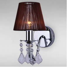 Бра настінне з коричневим абажуром Light House LS-11489WH-1 WH BROWN хром