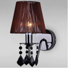 Бра настінне Light House LS-11489BL-1 BL BROWN чорне з коричневим абажуром