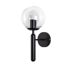 Настінний світильник Бра куля Levistella 999W2015F-1 BK+CL чорний, плафон прозорий 