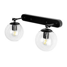 Світильник настінний Бра кулі Levistella 756WPR150F-2 BK+CL чорний, плафони прозорі 