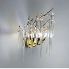 Бра в природніх мотивах з скляними бурулями в корпусі золото