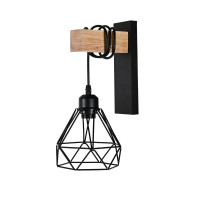 Бра настінне в стилі лофт Sirius C22680-1 BK+Wood