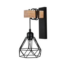 Бра настінне в стилі лофт Sirius C22680-1 BK+Wood