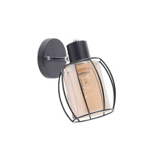 Світильник настінний Бра Light House SRS-20474/1 чорний + хром, плафон бурштиновий 