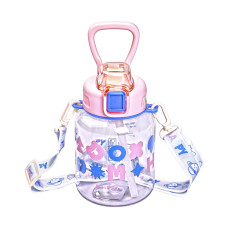 Бутылка для воды детская Light House "Gucgres" LG-30183 PK 650 мл с мундштуком и ремешком розовая