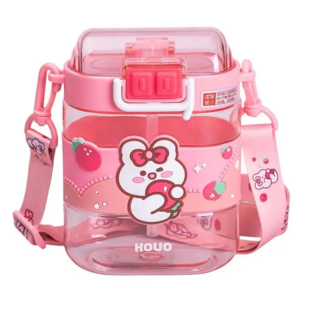 Изображение Бутылка для воды детская Light House "Dodo Penguin" LG-30190 PK 560 мл с мундштуком, ремешком синяя розовая ИМ Light-Deco 