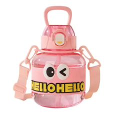 Бутылка для воды детская Light House "HELLO-HELLO" LG-30189 PK 680 мл с мундштуком, ремешком и ручкой розовая