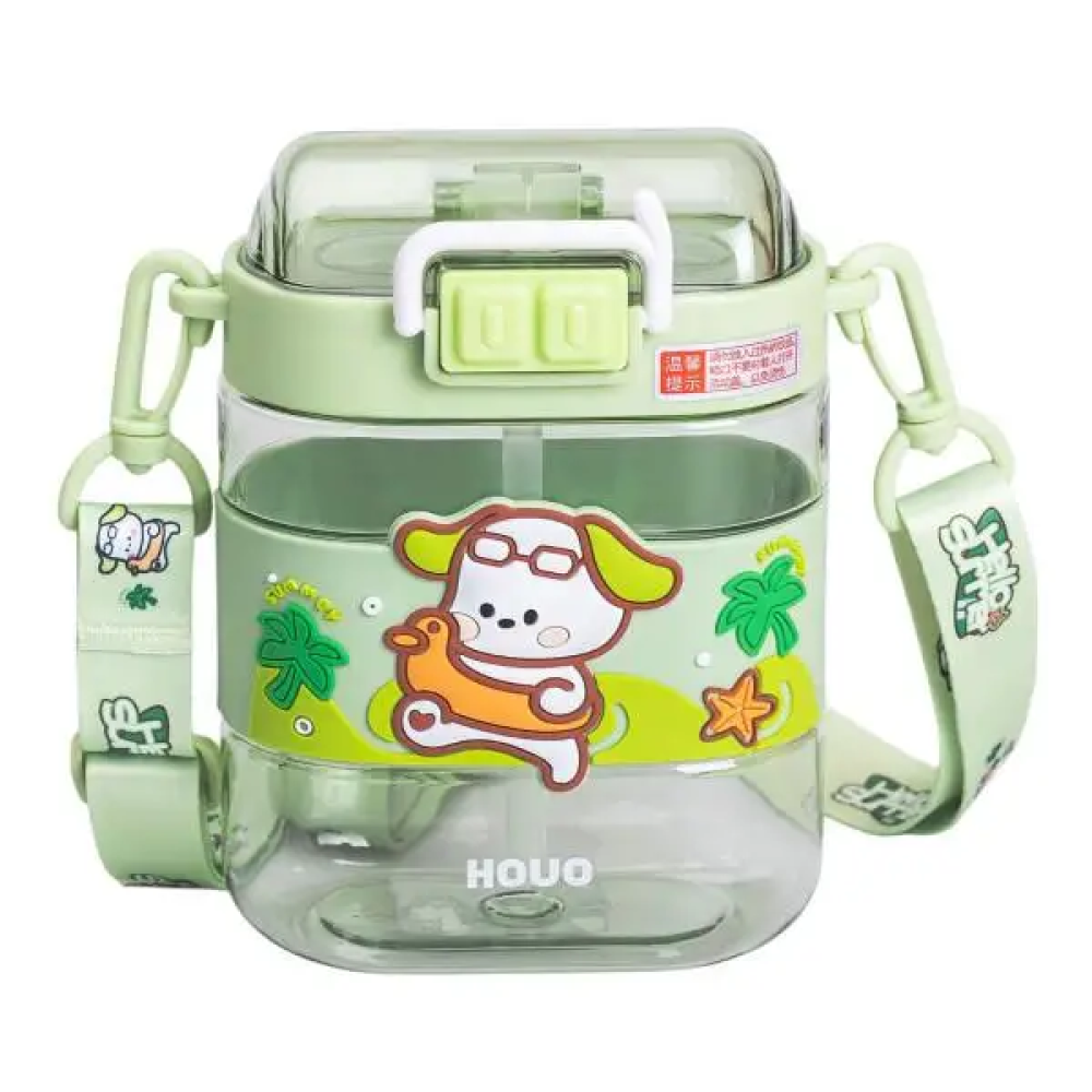 Изображение Бутылка для воды детская Light House "Dodo Penguin" LG-30190 GN 560 мл с мундштуком, ремешком синяя зеленая ИМ Light-Deco 