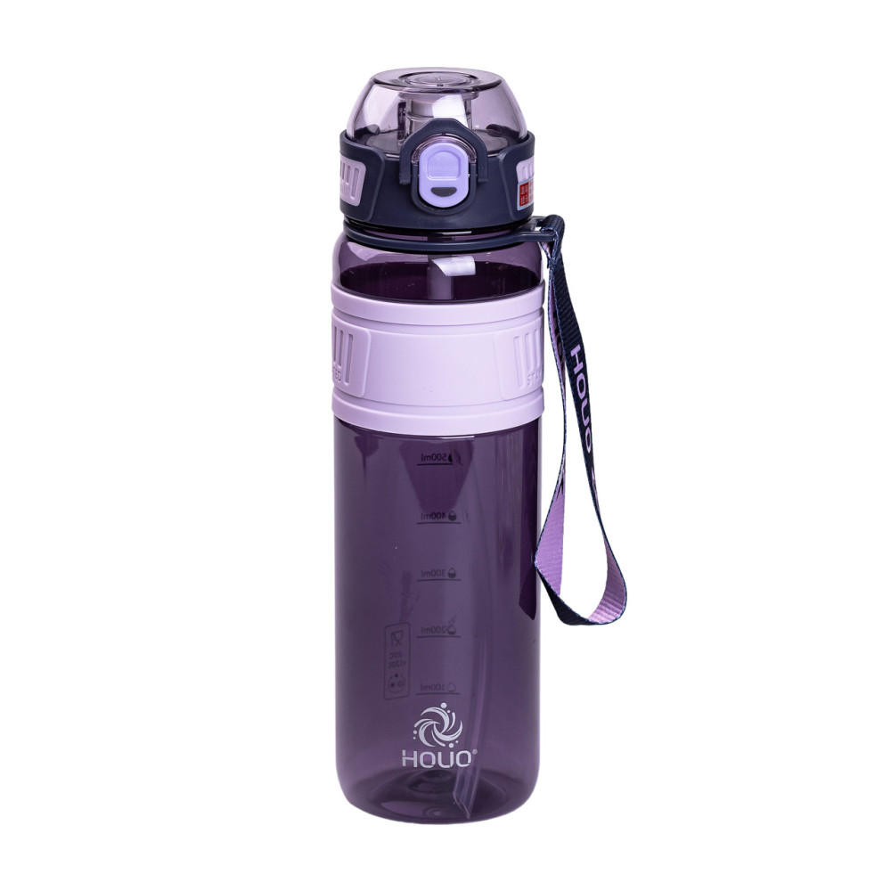 Изображение Бутылка для воды Light House "Houo" LG-30184 VIO 1 л с мундштуком и ремешком фиолетовая ИМ Light-Deco 