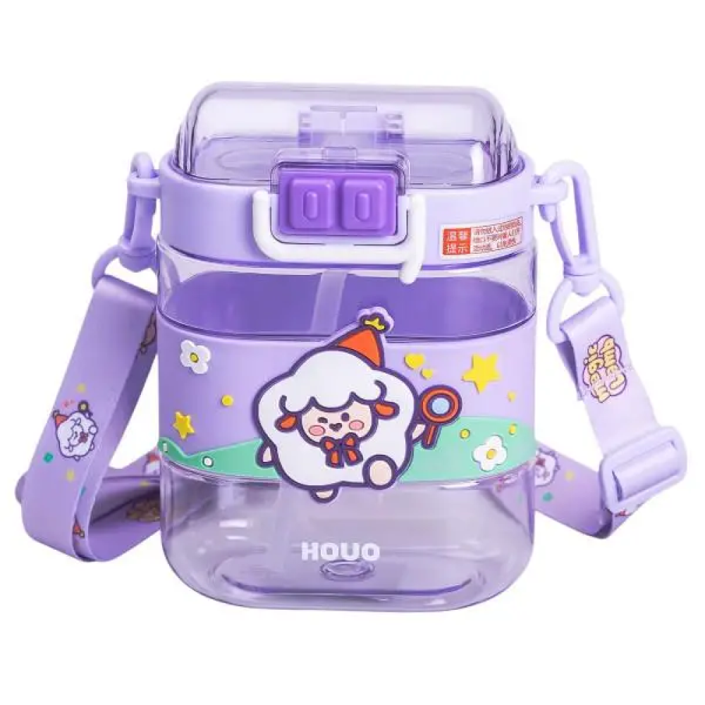 Изображение Бутылка для воды детская Light House "Dodo Penguin" LG-30190 VIO 560 мл с мундштуком, ремешком фиолетовая ИМ Light-Deco 