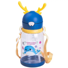 Бутылка для воды детская Light House LG-30185 BL 550 мл с мундштуком и ремешком синяя