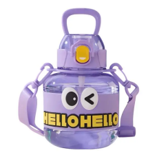 Бутылка для воды детская Light House "HELLO-HELLO" LG-30189 VIO 680 мл с мундштуком, ремешком и ручкой фиолетовая