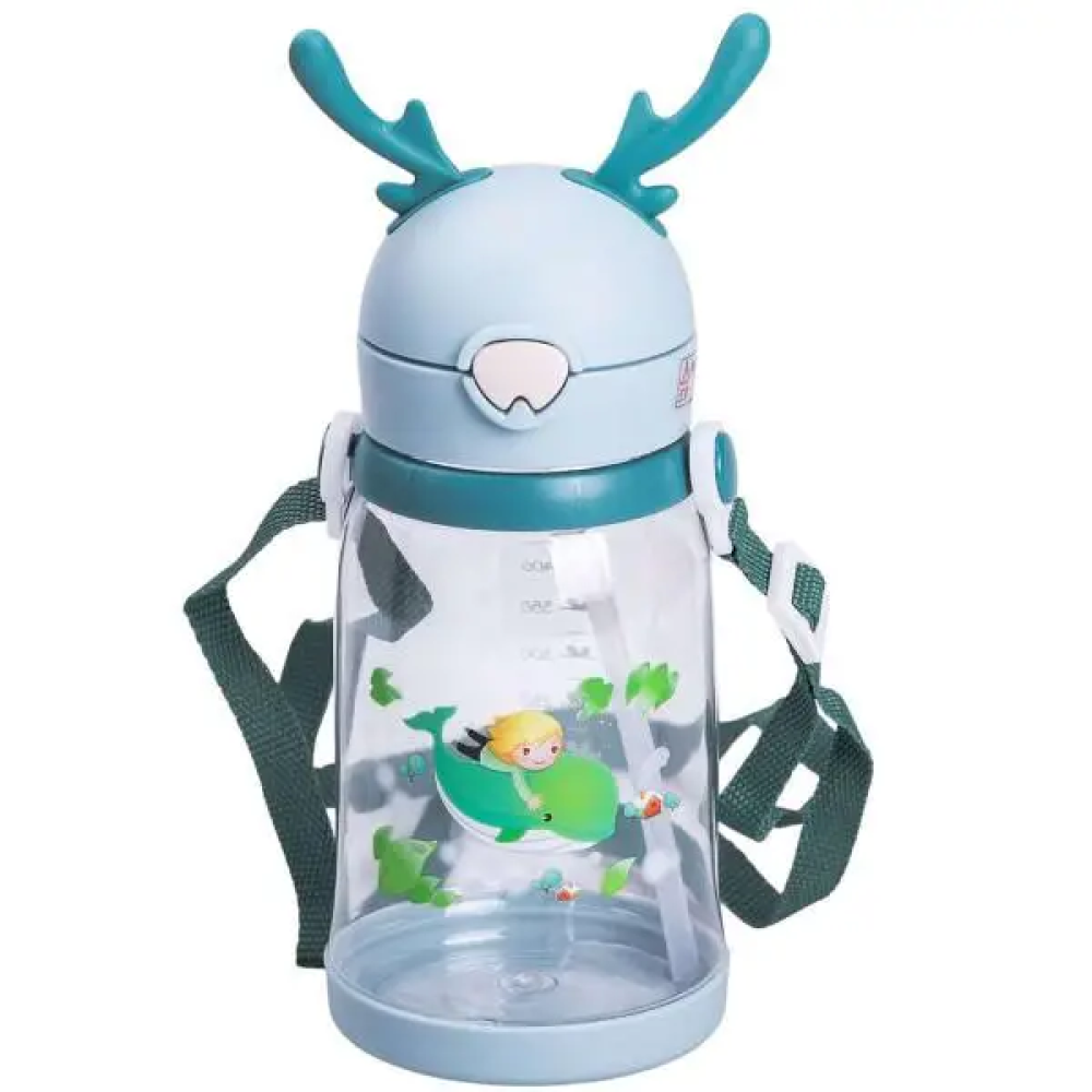 Изображение Бутылка для воды детская Light House LG-30185 MNT 550 мл с мундштуком и ремешком мятный ИМ Light-Deco 