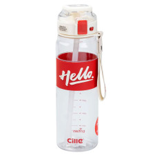 Бутылка для воды Light House "Hello" LG-30179 RD 860 мл с мундштуком и ремешком красная