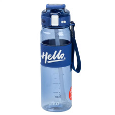 Бутылка для воды Light House "Hello" LG-30179 BL 860 мл с мундштуком и ремешком синяя
