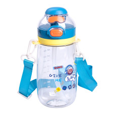 Бутылка для воды детская Light House LG-30186 BL 550 мл с мундштуком и ремешком синяя