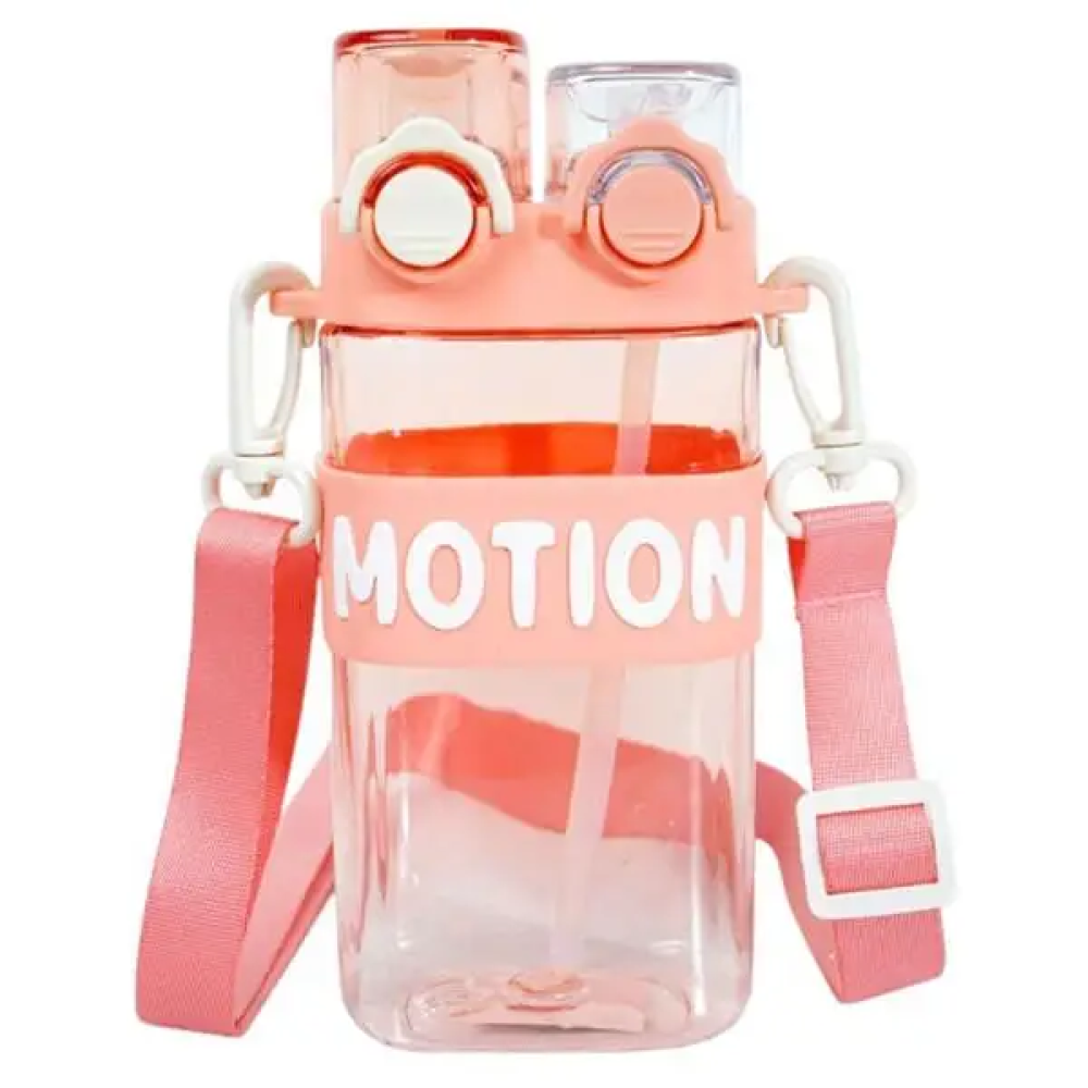 Изображение Бутылка для воды Light House "MOTION" LG-30192 PK 550 мл с мундштуком, трубкой, ремешком и двойным открыванием розовая ИМ Light-Deco 
