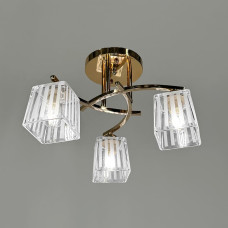 Люстра стельова Light House LNF-17531/3 FGD золото з прозоро-смугастим плафоном