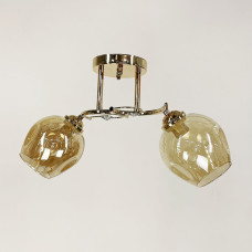 Люстра стельова Light House LNF-17508/2 GD+AM золото з бурштиновим плафоном