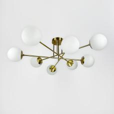Люстра стельова молекула Light House LNF-17519/8 TBS+WT латунь із білим плафоном