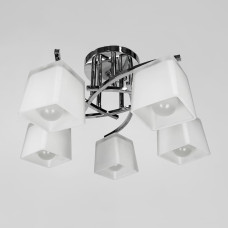 Люстра стельова Light House LNF-17531/5B CH хром з білим матовим плафоном